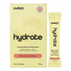 Switch Nutrition hydrate electrolyte powder packaging with a peach iced tea flavour. Caffeine-free energy + hydration. Added B vitamins, Taurine + antioxidants.
