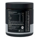 Black supplement container with nutritional information and ingredient list on a white background.