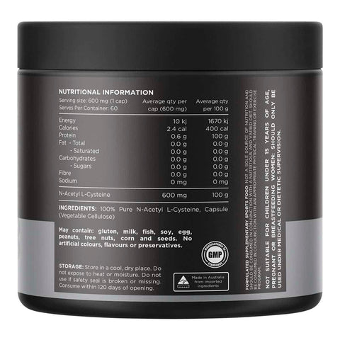 Nutritional information label on a supplement container.