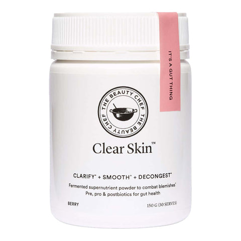 Front packaging of The Beauty Chef Clear Skin 150g.