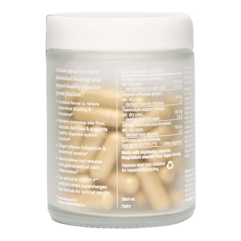 Jar of Debloat Biotic by The Beauty Chef 60 capsules with a label.