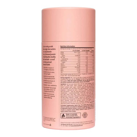 Back of glow sachets container.