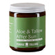 Jar of Aloe & Tallow After Sun Balm with green label and white lid on a white background.