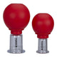 Two red and clear sculpting cups on a white background.