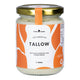 Jar of Thrive Foods tallow with an orange label on a white background.