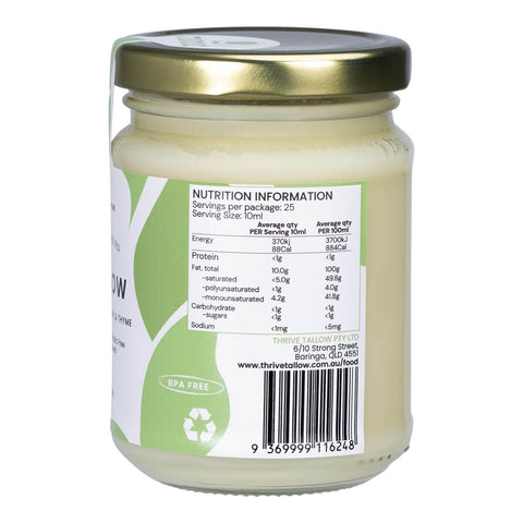 Jar with nutrition information label on a white background.