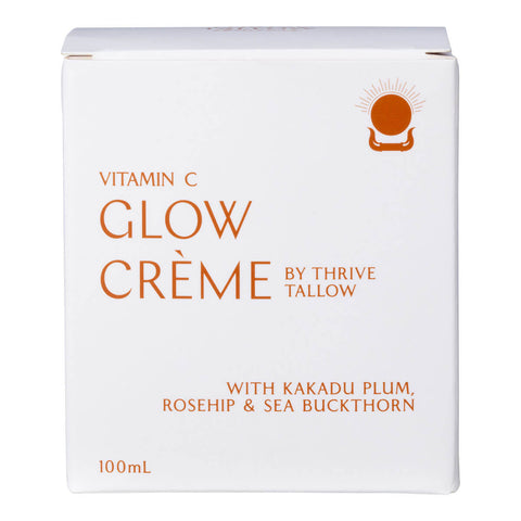 Vitamin C Glow Crème by Thrive Tallow packaging on a white background.