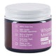 Jar of whipped moisturiser with a purple label on a white background.