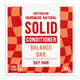 Solid Conditioner Balance Bar packaging for oily hair, featuring a white center with red and orange text, framed by red and orange checkered side panels.