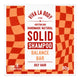 Viva La Body Solid Shampoo Balance Bar packaging, featuring a white central label with red and orange text, flanked by red and orange wavy checkered patterns.