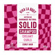 Viva La Body Solid Shampoo packaging for Creamy Curls, featuring a white central label framed by a magenta and pink wavy checkerboard pattern.