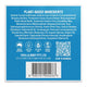 The back of a Viva La Body solid shampoo box showing a blue panel with plant-based ingredients text, certification icons, a QR code, and a barcode.