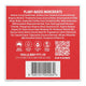 The back of a Viva La Body product box, featuring a bright red background with white text listing plant-based ingredients, certification icons, a QR code, and a barcode.