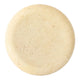 A round, off-white soap bar, shown from a top-down view on a solid white background.