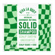 Viva La Body Australian Handmade Natural Solid Shampoo packaging, featuring a green and white checkered pattern with a central white label.