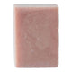 Rectangular patchouli rose bar of pink soap on a white background