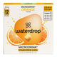 Box of waterdrop Microdrink - Orange flavour vitamin drink cubes on a white background.