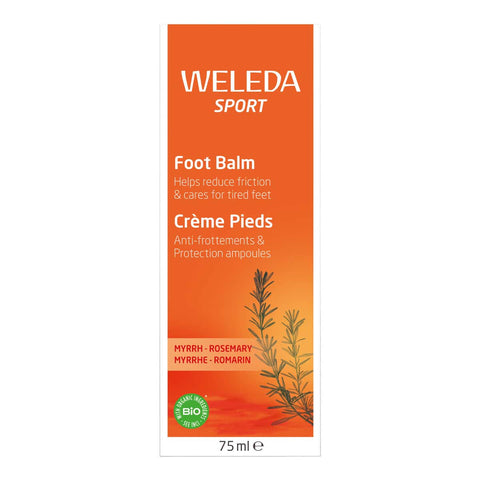 Weleda Sport Foot Balm 75ml packaging on a white background.
