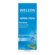 A tall rectangular blue box of Weleda Herbal Fresh Deo Spray, with white text and botanical illustrations on a clean white background.