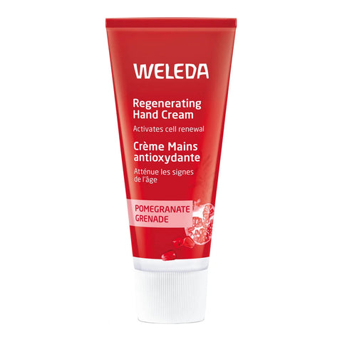 50ml tube of Weleda Regenerating Hand Cream - Pomegranate on a white background.