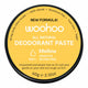 Front of Woohoo Deodorant Paste Tin - Mellow. Unscented and bicarb free. Black aluminium tin with yellow label. 