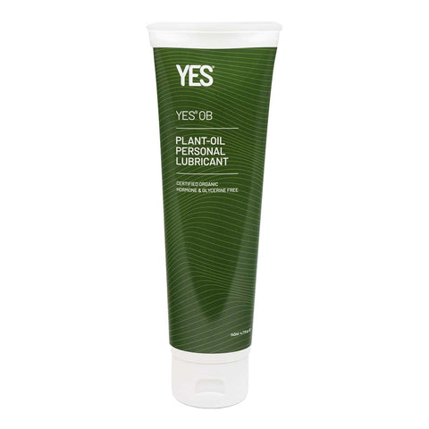 Tube of YES OB Plant-Oil Personal Lubricant 140ml on a white background.